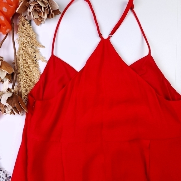 Madewell Red Lined Pocketed Maxi Dress Sz 6 - Picture 10 of 11